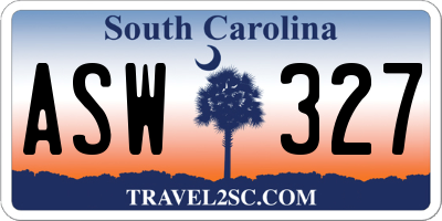 SC license plate ASW327