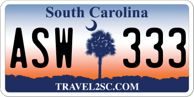 SC license plate ASW333