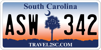 SC license plate ASW342