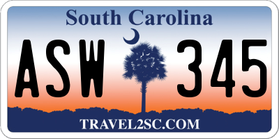 SC license plate ASW345
