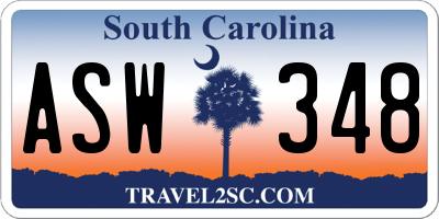 SC license plate ASW348