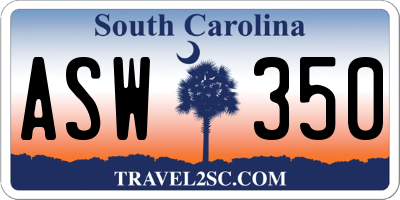SC license plate ASW350