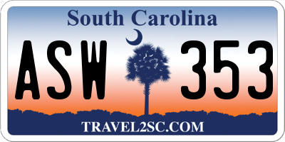 SC license plate ASW353