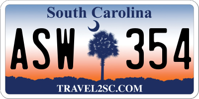 SC license plate ASW354