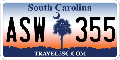 SC license plate ASW355