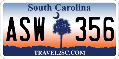 SC license plate ASW356