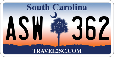 SC license plate ASW362