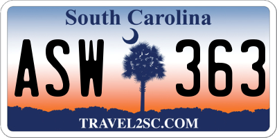 SC license plate ASW363