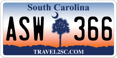 SC license plate ASW366