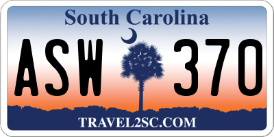 SC license plate ASW370