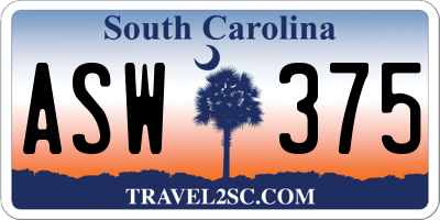 SC license plate ASW375