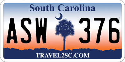 SC license plate ASW376