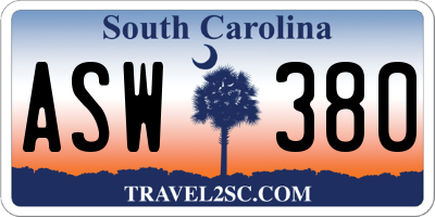 SC license plate ASW380