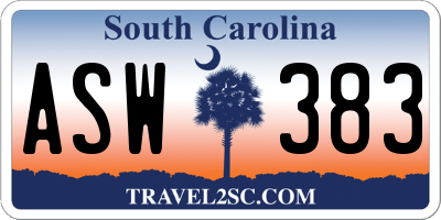 SC license plate ASW383