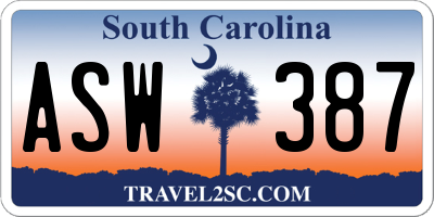 SC license plate ASW387