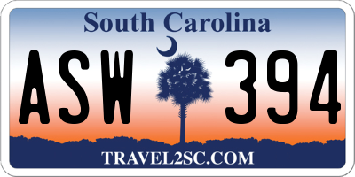 SC license plate ASW394