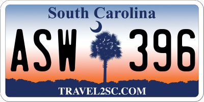 SC license plate ASW396