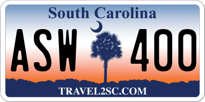 SC license plate ASW400