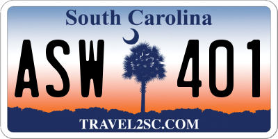 SC license plate ASW401