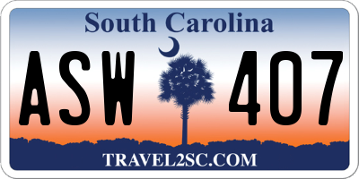 SC license plate ASW407