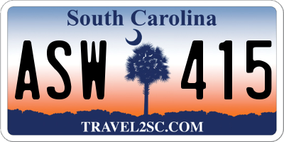 SC license plate ASW415
