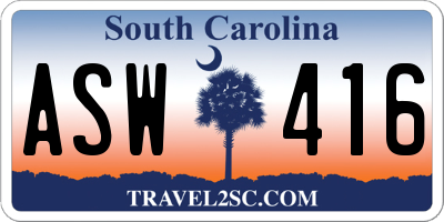 SC license plate ASW416