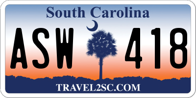 SC license plate ASW418