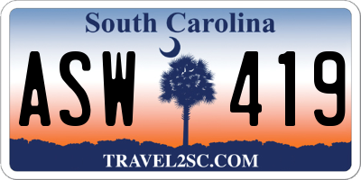 SC license plate ASW419