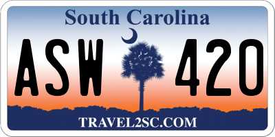 SC license plate ASW420
