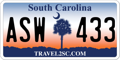 SC license plate ASW433