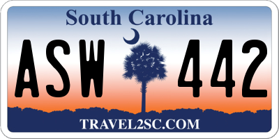 SC license plate ASW442