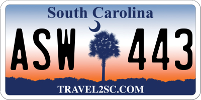 SC license plate ASW443
