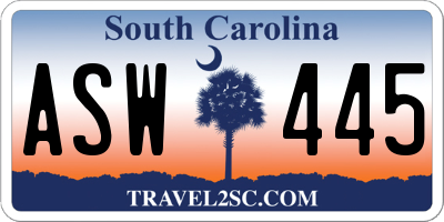 SC license plate ASW445