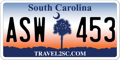 SC license plate ASW453
