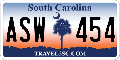 SC license plate ASW454