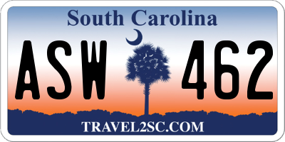 SC license plate ASW462