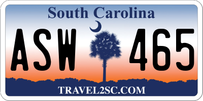 SC license plate ASW465