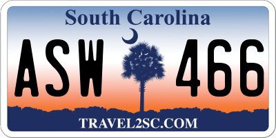 SC license plate ASW466