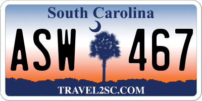SC license plate ASW467