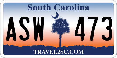 SC license plate ASW473