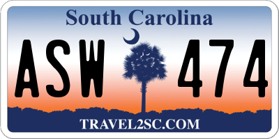 SC license plate ASW474