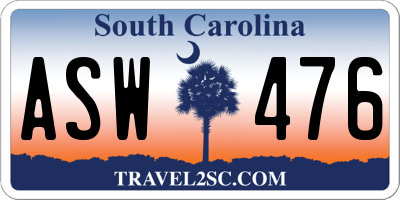 SC license plate ASW476