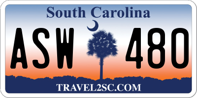 SC license plate ASW480