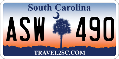 SC license plate ASW490