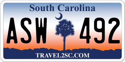 SC license plate ASW492