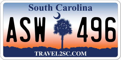SC license plate ASW496
