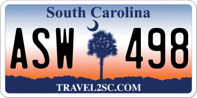 SC license plate ASW498