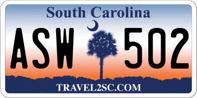 SC license plate ASW502