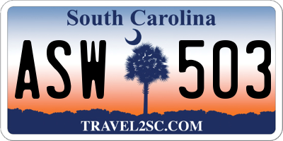 SC license plate ASW503
