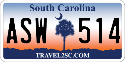 SC license plate ASW514